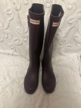 Hunter Tall Waterproof Rain Boots in dark purple